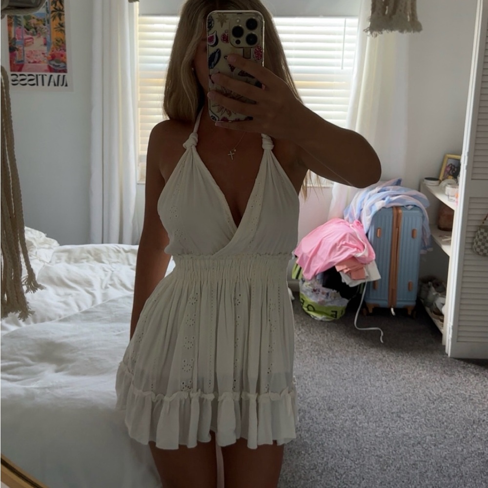 Ocean Drive White Sleeveless Tiered Sundress